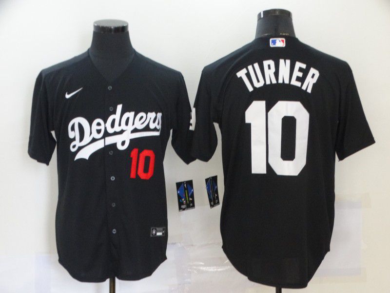 Men Los Angeles Dodgers #10 Turner Black Game 2020 MLB Nike Jerseys